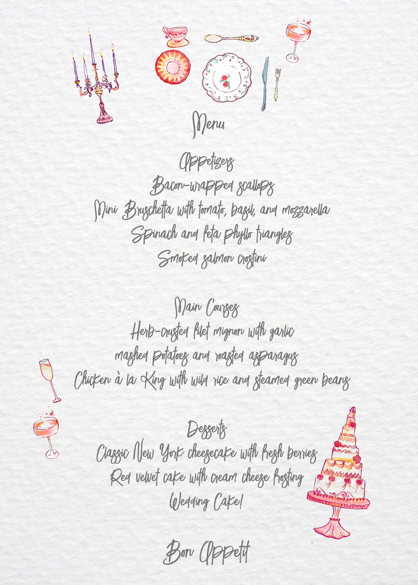 Hand drawn Menu Menu Template For Dinner Party With Cake Plates hand-drawn-menu-menu-template-for-dinner-party-with-cake-plates