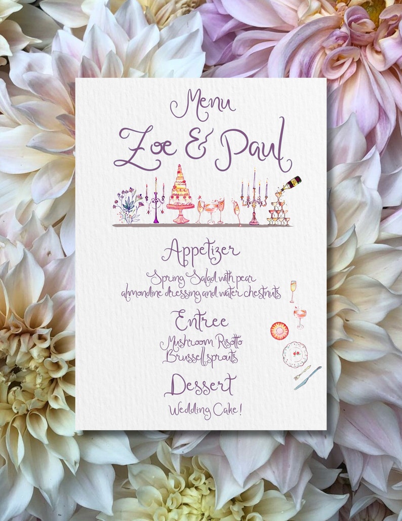 Hand-drawn Dinner Party Menu Template | Elegant Evite (digital Download ...