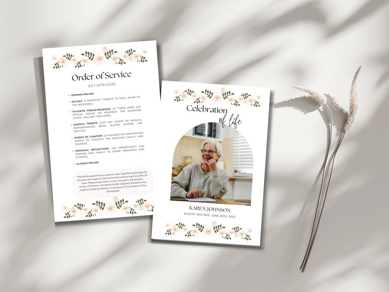 Funeral Program, Funeral Template for Women, Celebration of Life