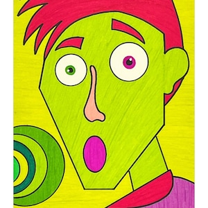 Trying Echolocation:  Colorful Abstract Marker Portrait
