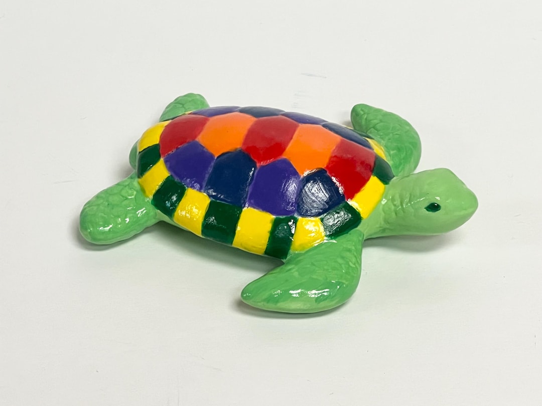 Ceramic Green Sea Turtle With A Shell in the Primary Colors - Etsy
