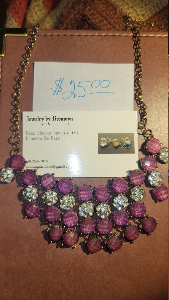 Purple glass beads necklace