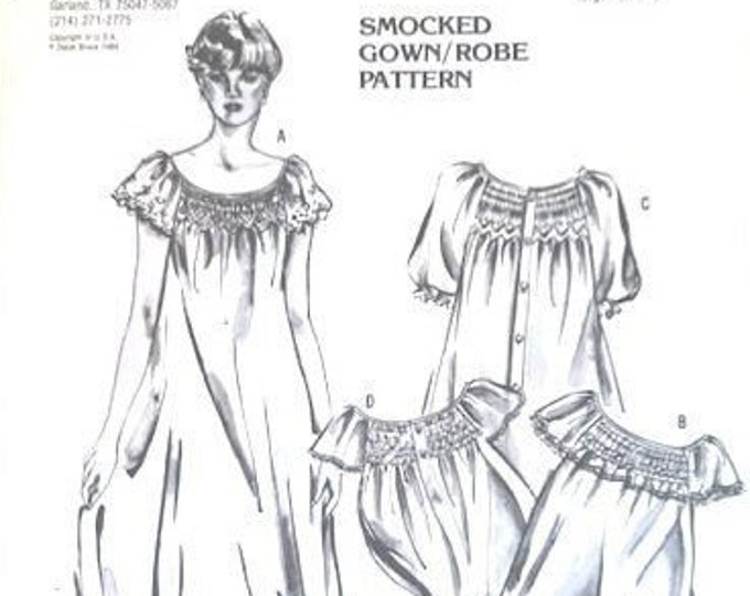 Essentials Solid Blue Smocked Gown: Blue main image 1