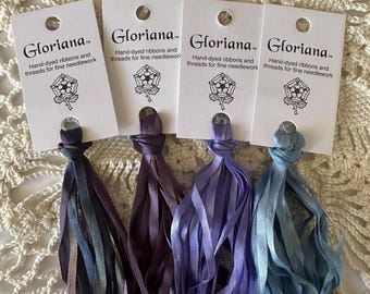 4mm Gloriana Silk Ribbon: Shades of Purple/Blue
