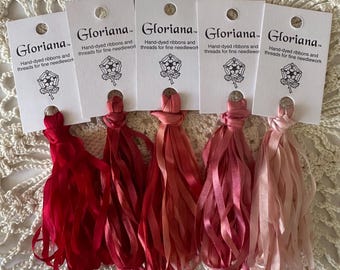 Cinta de seda Gloriana de 4 mm: 5 tonos de rojo/rosa