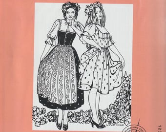 Folkwear Austrian Dirndl Dress / Jumper, Blouse and Apron Sewing