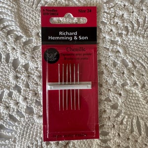 Chenille Size 24 needles - 6 needles per pack by Richard Hemming & Son