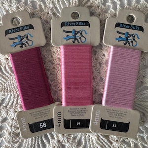 4mm River Silk Ribbon - Shades of pink