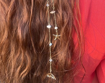 Aquamarine La Sirena Hair Charm, Hippie Hair Jewelry, Crystal Hair Accessories