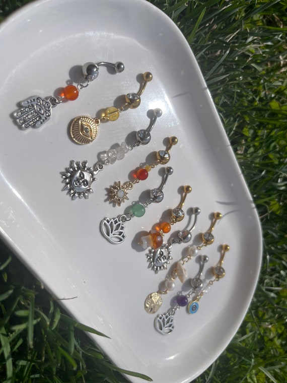 Crystal Belly Rings Hippie Belly Button Rings GOLD Choose Your Crystal Charm Etsy Canada