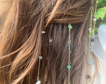 Creëer je eigen kristallen haarbedel, GOUDEN haaraccessoires, hippie haarsieraden, haarbedels en juwelen