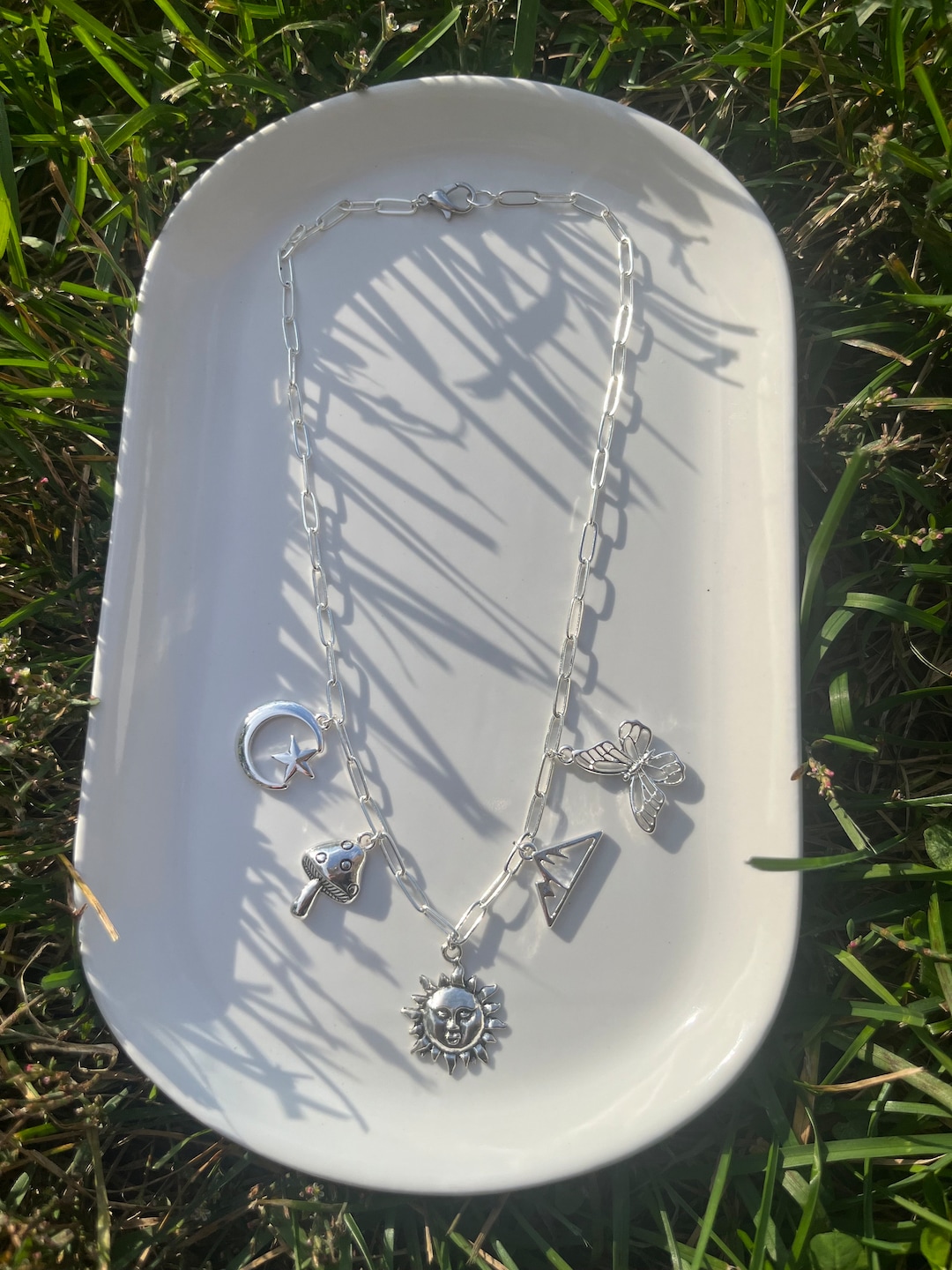 Paperclip Chain Charm Necklace, Sterling Silver Paperclip Chain Choker, Custom Necklace, Jewelry