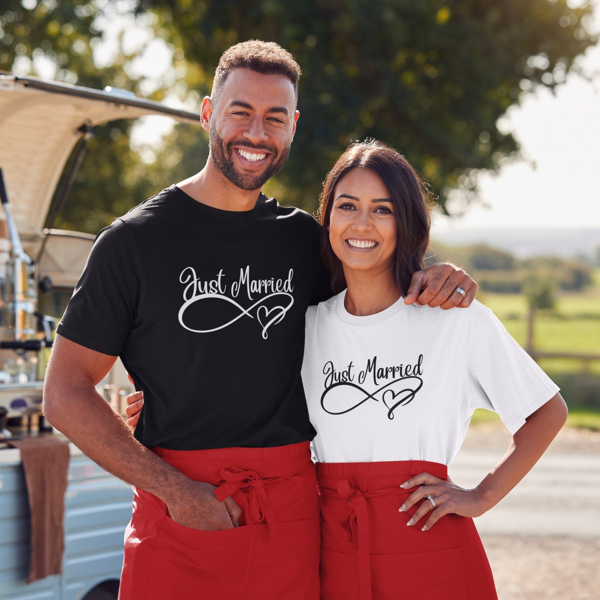 WitTeeWardrobe Just Married Matching Shirts Wedding Matching Shirts Honeymoon Shirts Matching Shirts for Newlyweds Just Married Tshirt Mr. and Mrs