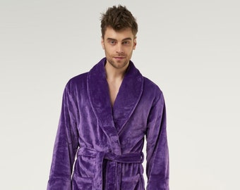 Personalized Custom Super Soft Microfleece Shawl Collar Robe with Embroidery -Styled Arial- Custom Man Robe | Embroider Plush Robe