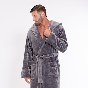 Plush Soft Warm Fleece Bathrobe With Hood Custom Embroidered Robe ...