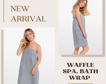 Personalized Waffle Weave Spa Wrap - Monogram Bath Wrap - Bachelorette Party - Bridesmaid Gift - Velcro Closure Wrap -Styled Joseph-