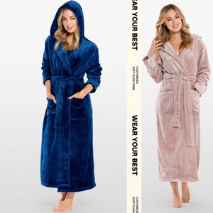 Super Soft Plush Hooded Women's Robe and Bathrobe -Styled Joseph-