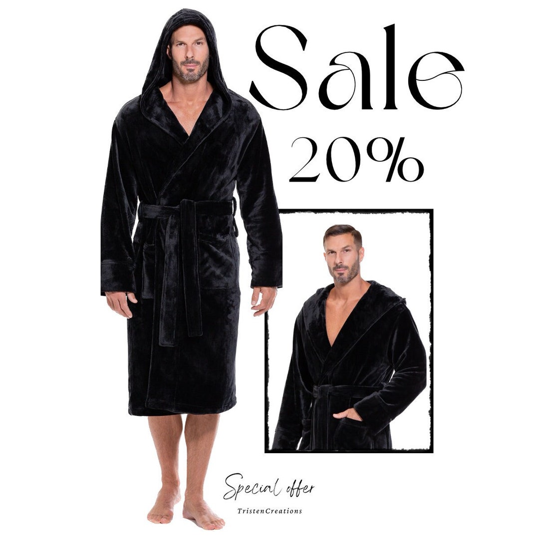 Plush Soft Warm Fleece Bathrobe With Hood Custom Embroidered Etsy