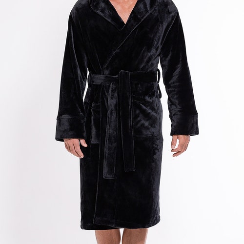 Plush Soft Warm Fleece Bathrobe With Hood Custom Embroidered Etsy