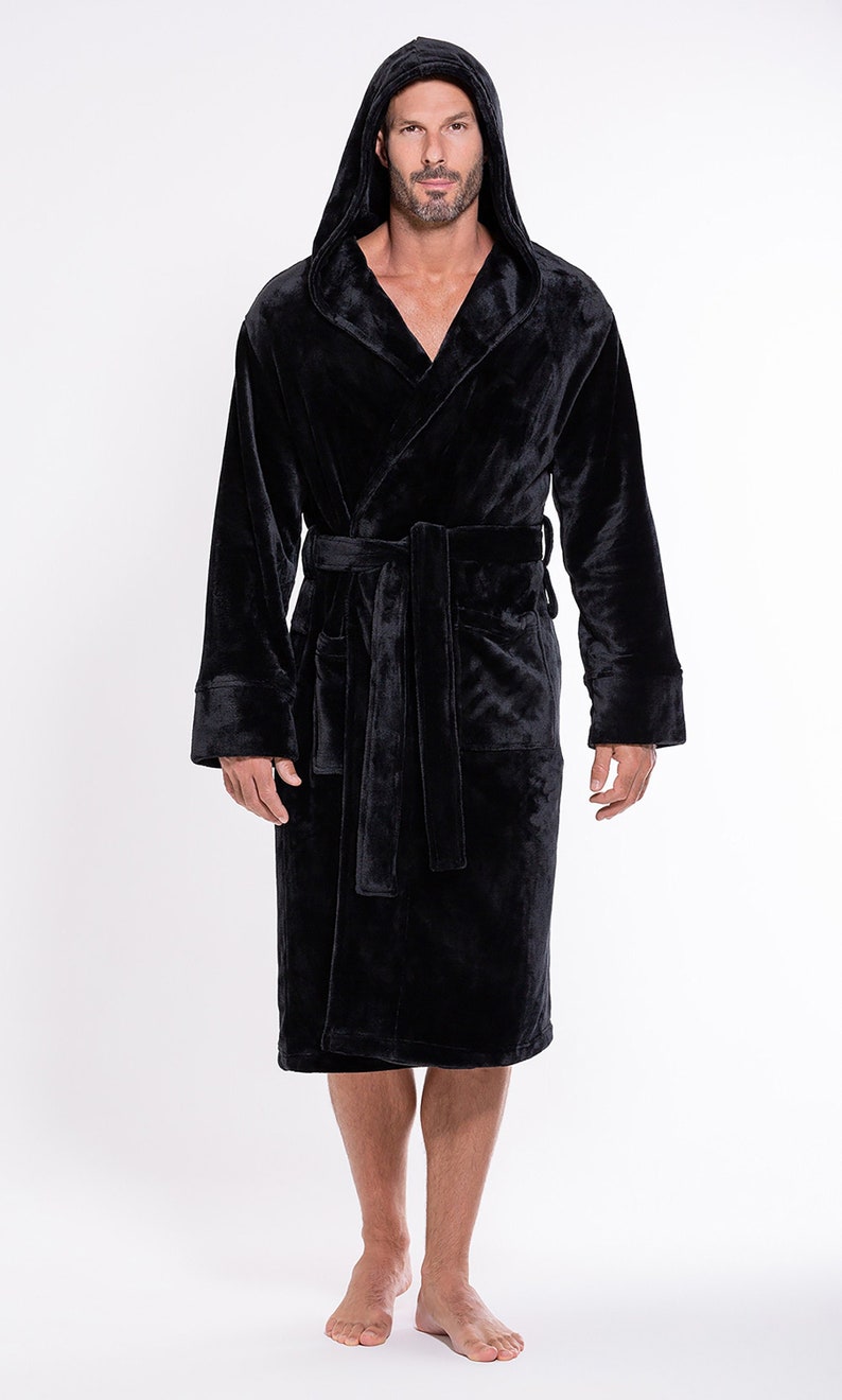 Plush Soft Warm Fleece Bathrobe With Hood Custom Embroidered - Etsy