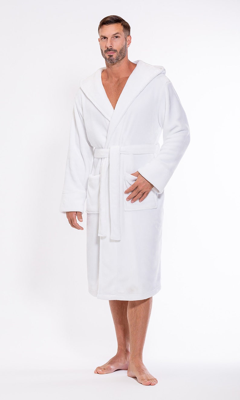 Plush Soft Warm Fleece Bathrobe With Hood Custom Embroidered Etsy