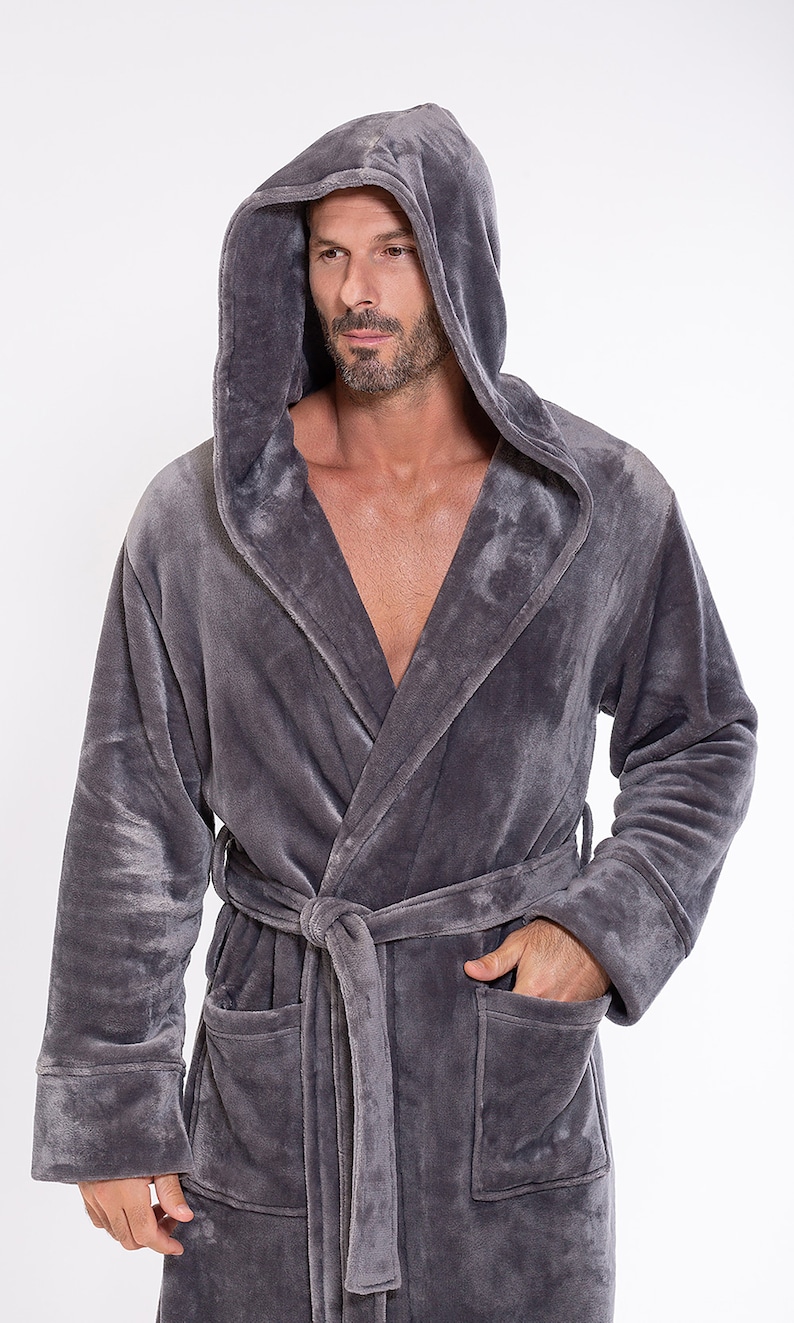Plush Soft Warm Fleece Bathrobe With Hood Custom Embroidered - Etsy