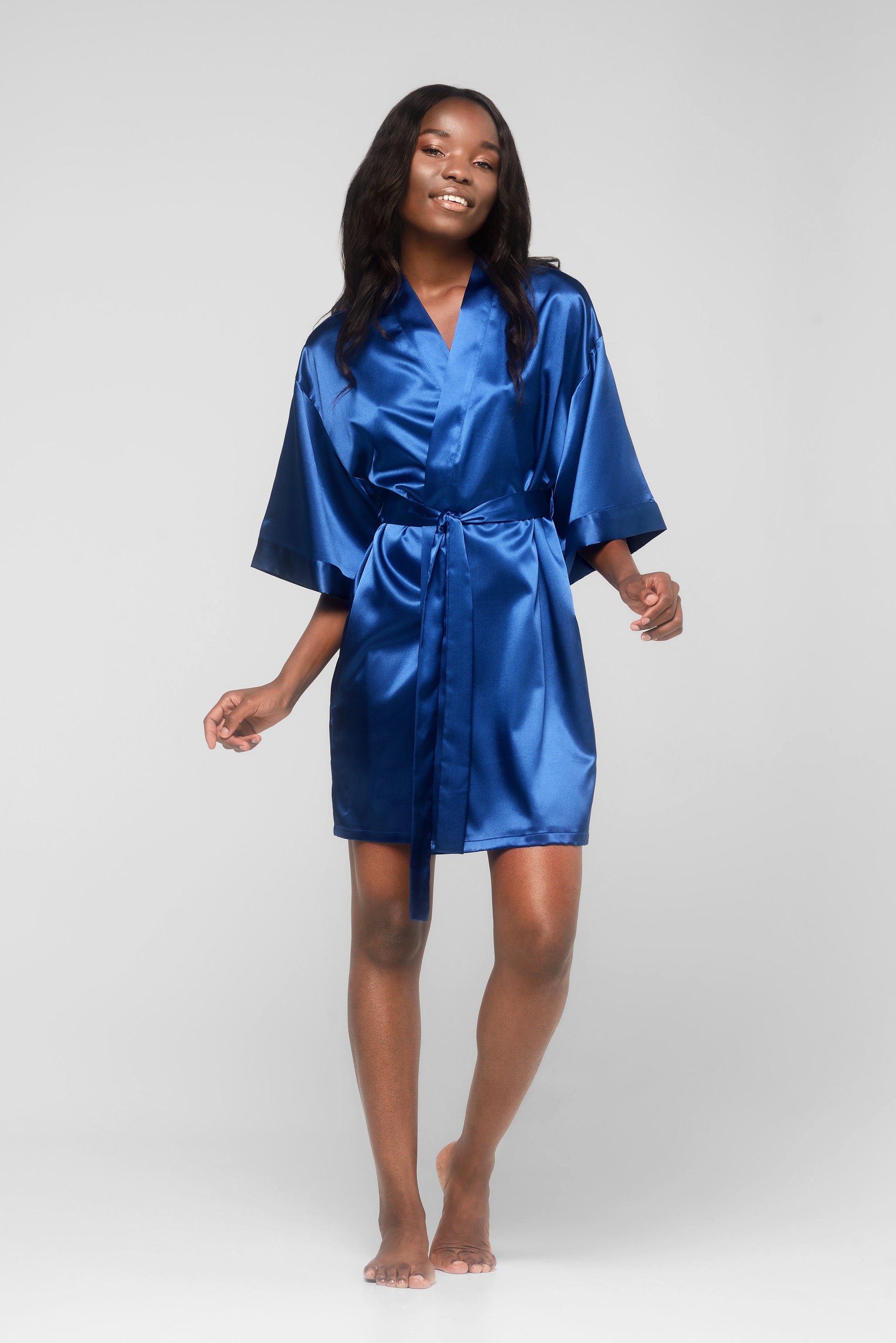 Satin Silk Short Kimono Robes Personalized With Embroidery - Etsy
