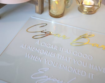 Cigar Bar Acrílico Signo de boda / Cigar Favors From the Bride and Groom Table Signage / Modern Whisky and Cigar Lounge para Home Bars