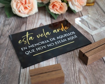Esta Vela Arde Spanish Sign | This Candle Burns In Loving Memory Sign In Spanish Translation | Memorial Table Flameless Wedding Acrylic Sign