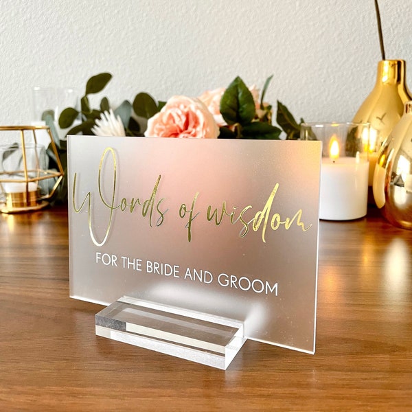 Words of Wisdom Advice For the Bride and Groom Acrylic Sign | Date Night Ideas For The Couple Signage | Idea Jar Wedding Guestbook Sign