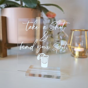 Prenez une photo, trouvez votre enseigne en acrylique | Carte de visite de tequila Cartes de vœux d&#39;escorte avec shot whisky | Prenez votre place