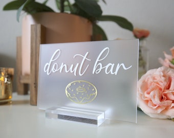 Donut Bar Acrylic Sign | Late Night Donut Dessert Station | Doughnut Wall Candy Bar Ice Cream Treat | Wedding Dessert Table Menu Table Sign