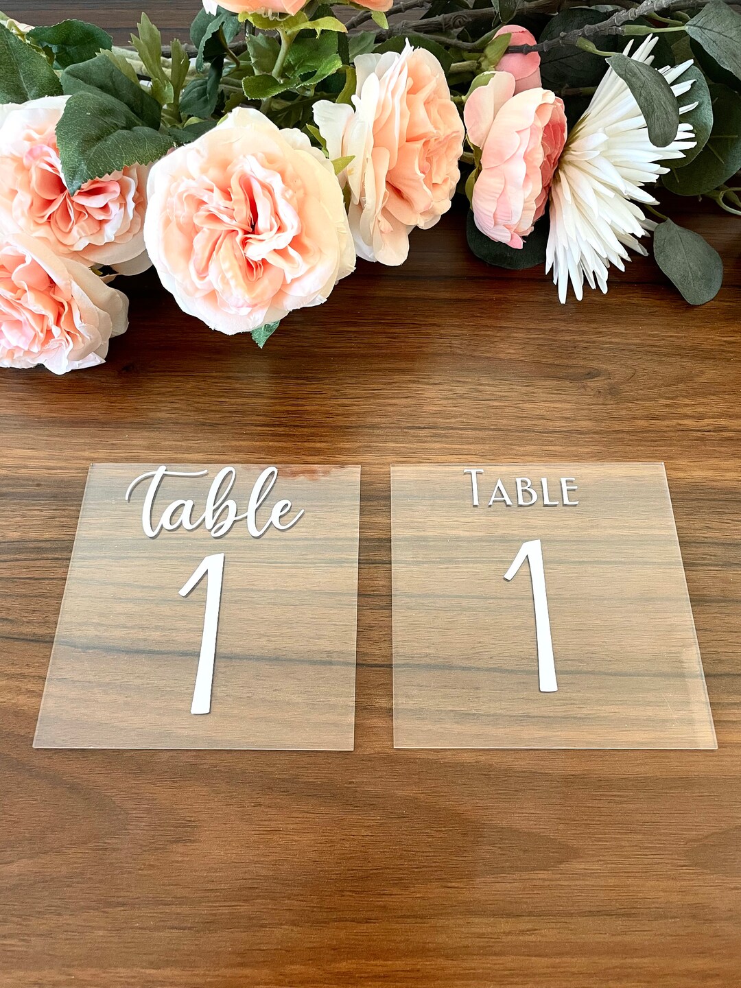 Modern Clear Acrylic Table Number Sign Calligraphy Event Etsy