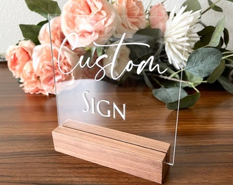 Custom Calligraphy Acrylic Sign for Events Weddings Special Occasions, Bridal Showers and Corporate Events | Personalizable Tabletop Signage
