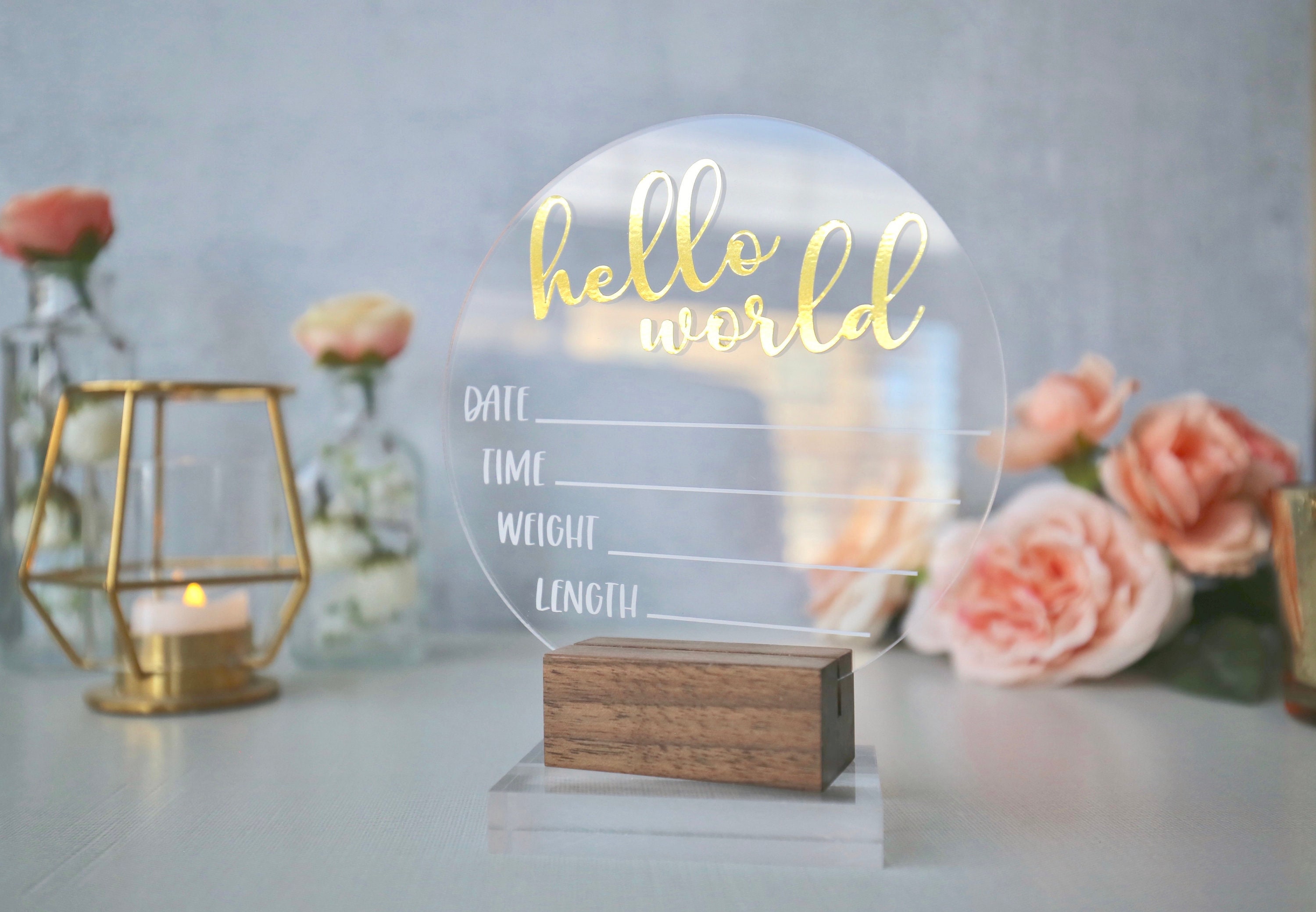 Hello World Baby Birth Monthly Milestone Marker | Calligraphy Birth ...