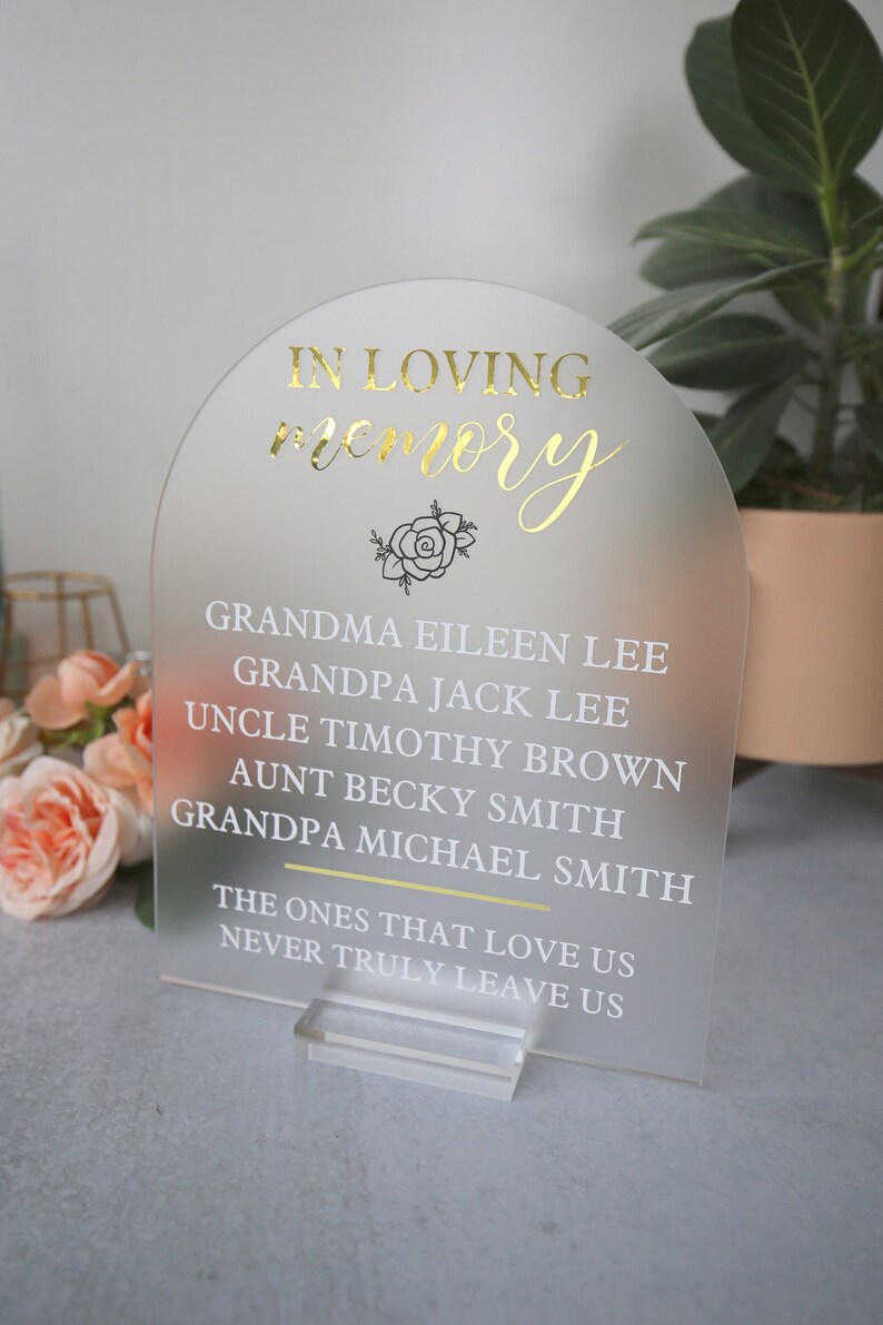 Frosted Arch in Loving Memory Dedication Acrylic Sign | Personalized ...