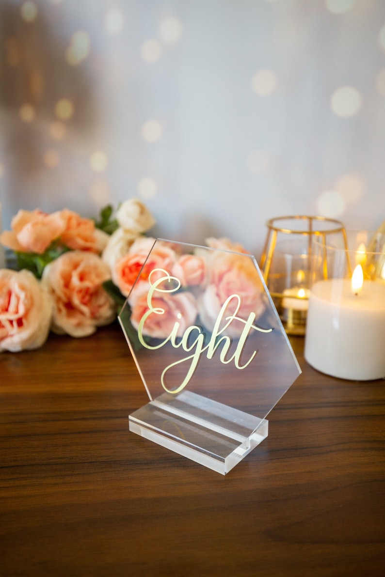 Geometric Hexagon Clear Acrylic Table Numbers Weddings Etsy
