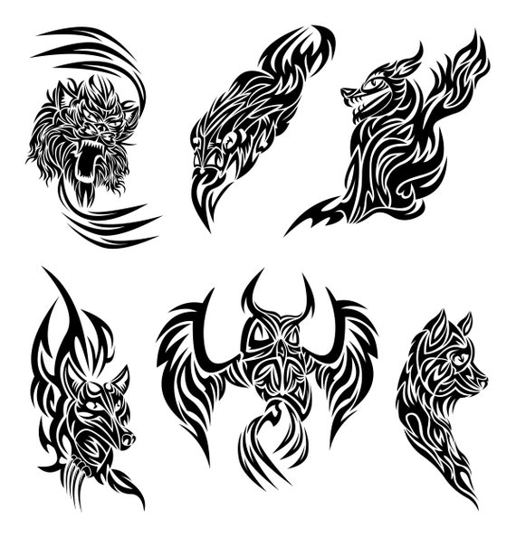 Tribal Vector Tattoo Designs Beast Animal Bird Wolf Owl Lion - Etsy
