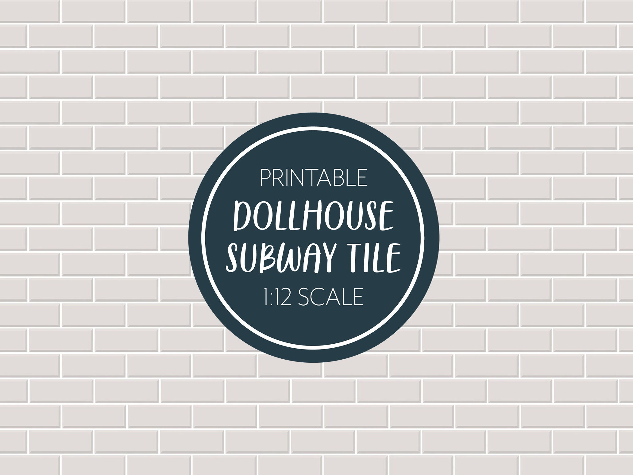 Miniature Dollhouse Neutral Tile, 1/12 Scale Farmhouse, Printable