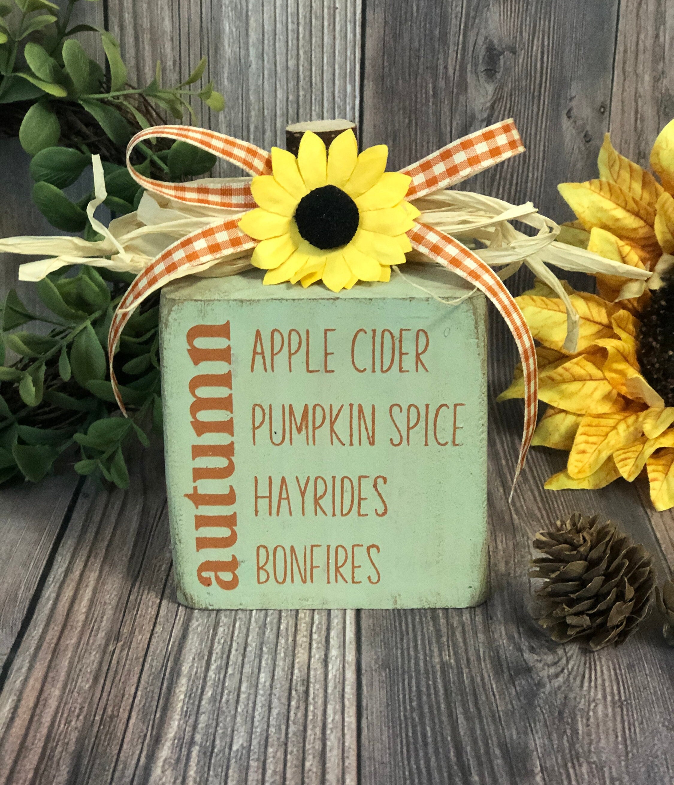Fall Wood Block Rustic Decor Autumn Wood Sign Farmhouse Etsy
