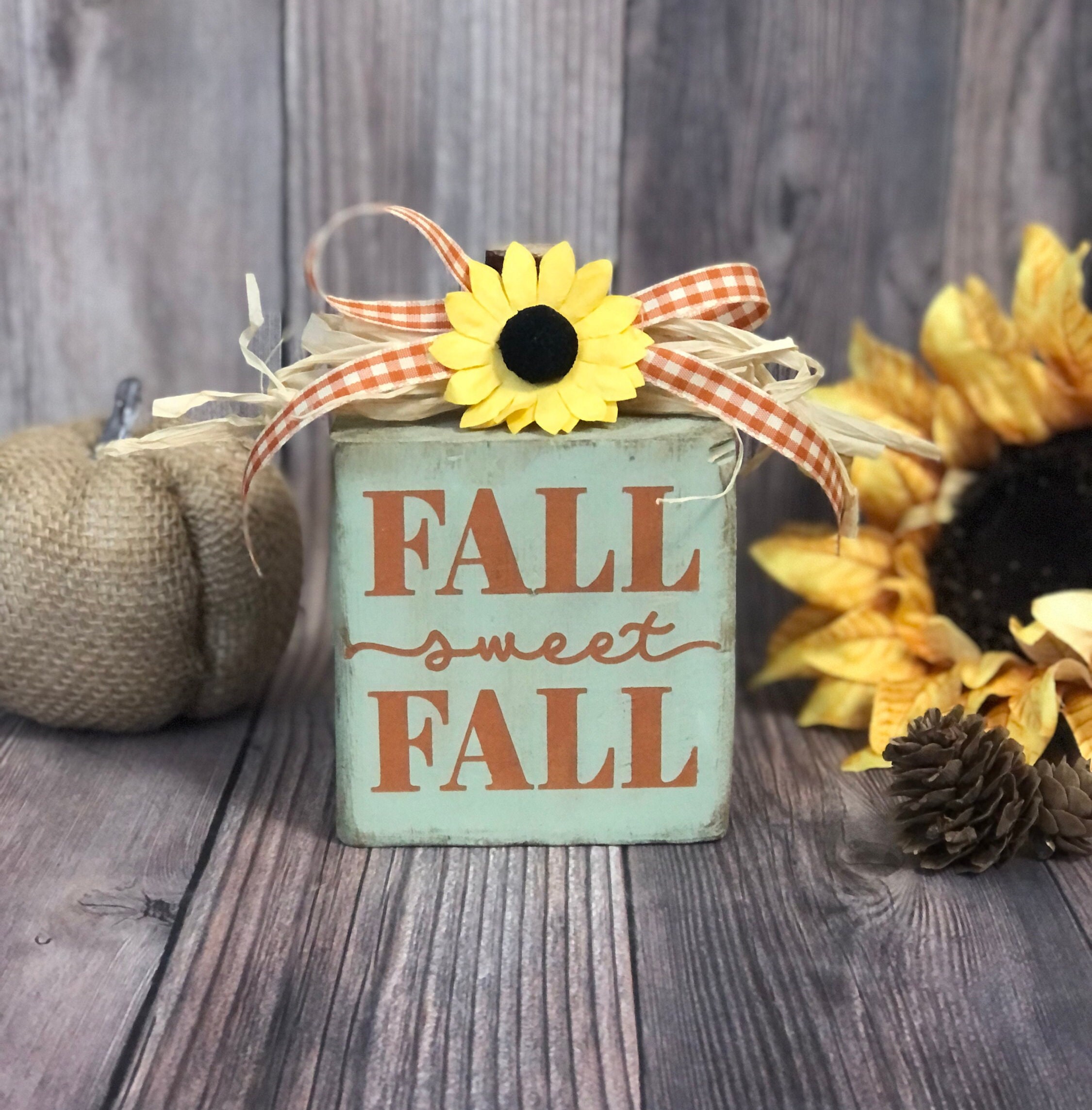 Fall Wood Block Rustic Decor Autumn Wood Sign Farmhouse Etsy