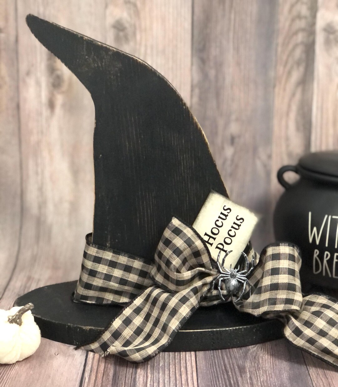 Witch Hat Halloween Decor Wooden Witch Hat Spooky Decor Seasonal Decor ...