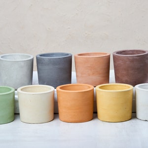 Concrete planter in many different colors. Indoor small plant pot for succulent and cactus. Handmade cement vessel. Minimalist modern vase