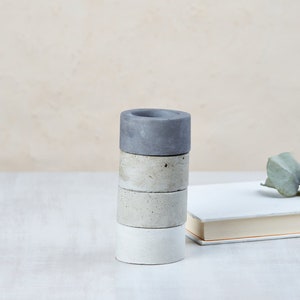 Concrete tealight holder. Minimalist tea light candle stand. Unique cement dining room decor. Modern wedding table decoration. Rustic design image 6