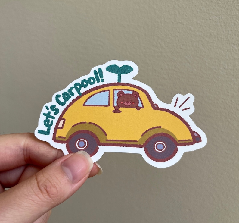 Carpool Sticker, Climate Change Action Sticker, Cute Sticker, Bear ...
