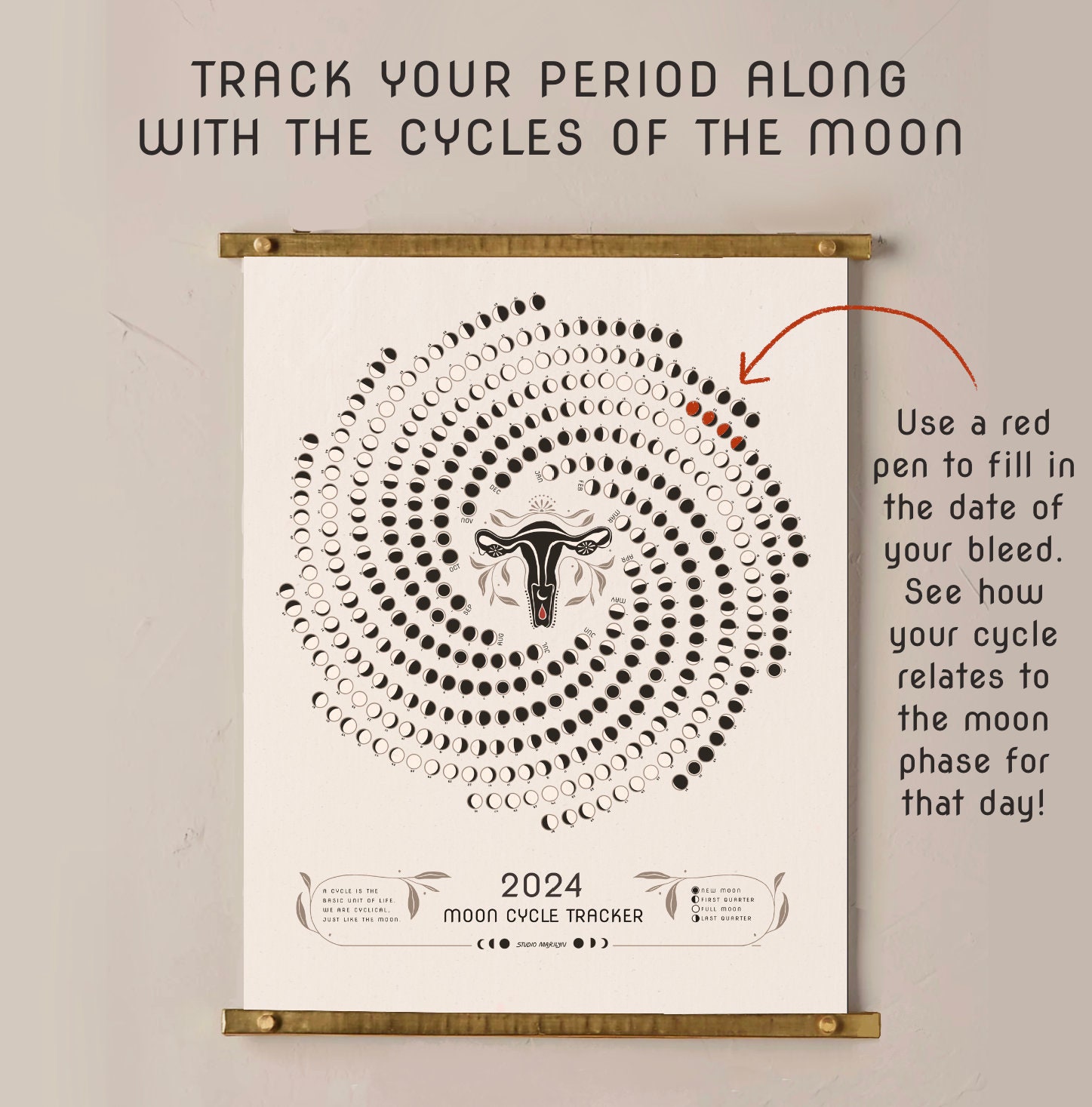 Moon Cycle Period Tracker 2024 Calendar 
