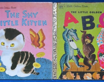 Vintage Little Golden Books: The Shy Little Kitten & ABC, 1970s