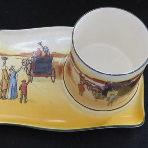 Antique Royal Doulton Coaching Days Snack Tray and Mug Set