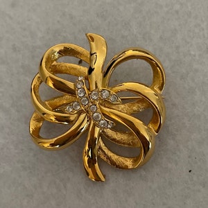 Vintage Sammlerstück Monet Gold Tone und Strass Brosche