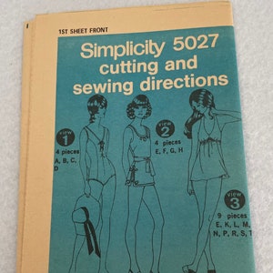 1972 Simplicity 5027 Swimsuit Sewing Pattern - Size 10